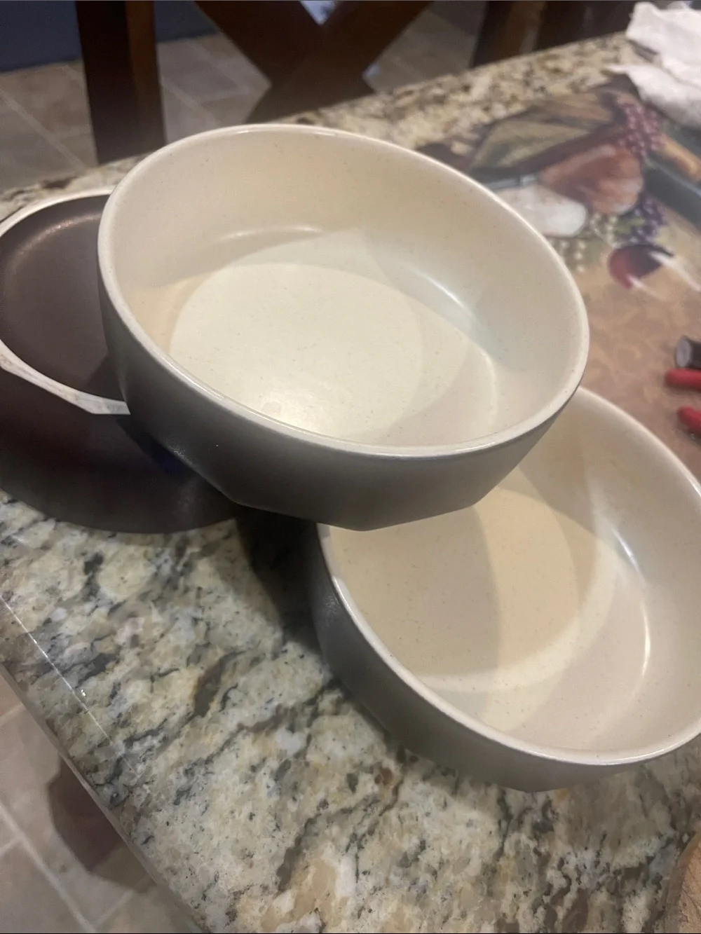 Mikasa Brown and Cream Ceramic Bowl - Octagonal Serving Dish